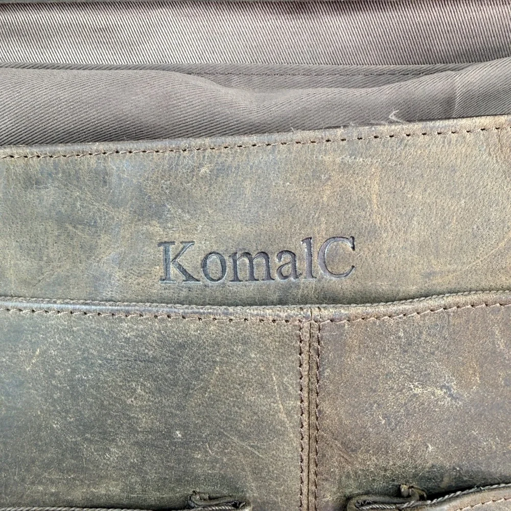 KomalC Brown Buffalo Leather Messenger Bag Distressed Laptop Satchel Briefcase